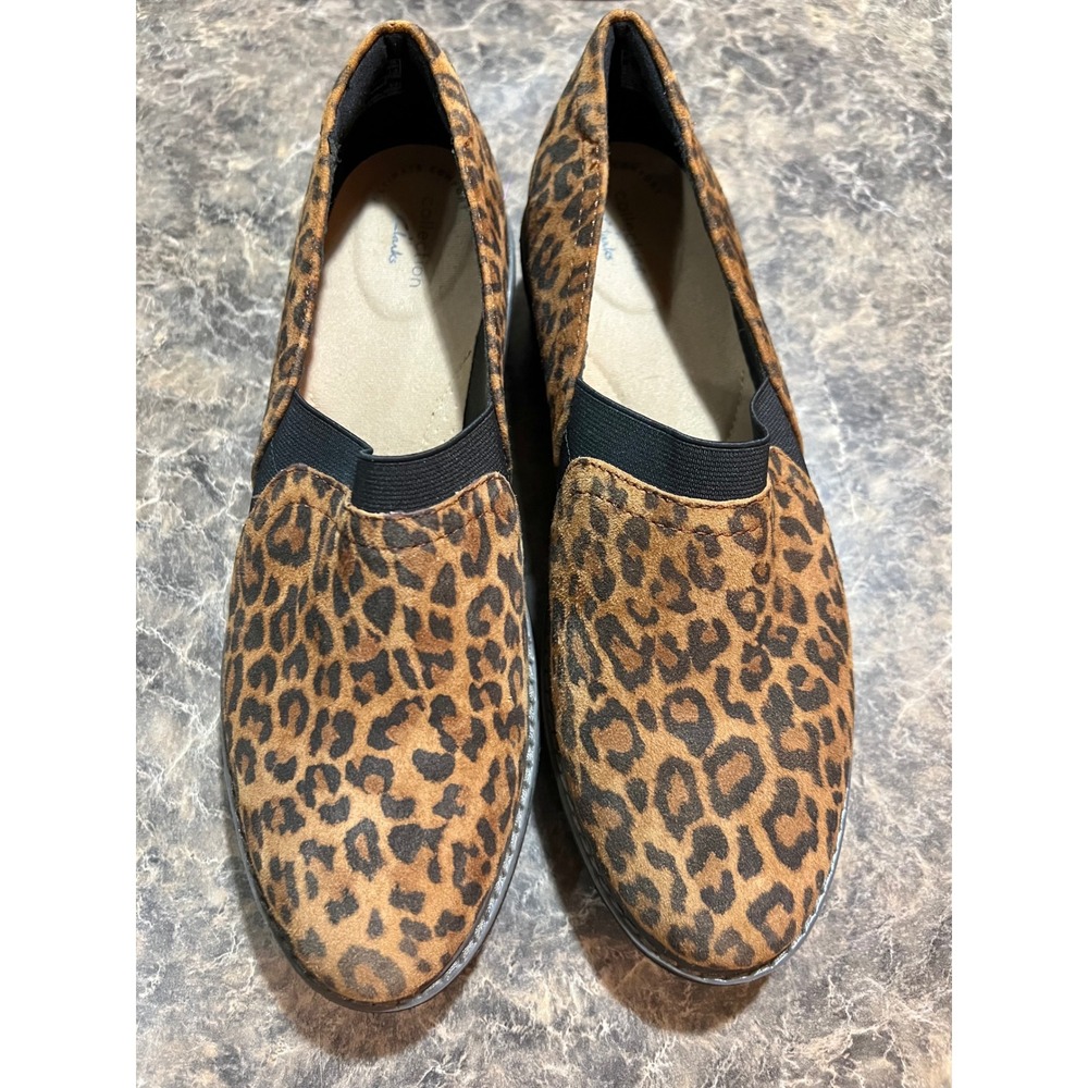 Clarks Collection Leopard Print Slip On Wedge Loafers Platform Comfort Women 10 - Picture 2 of 8